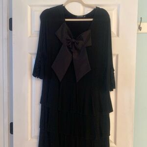 Black layered maxi dress with bow accent